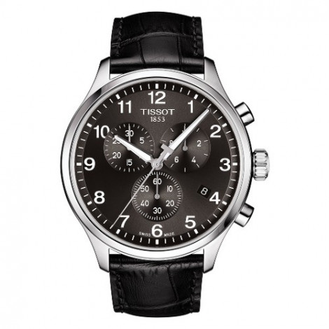 Szwajcarski, elegancki zegarek męski TISSOT CHRONO XL CLASSIC T116.617.16.057.00 (T1166171605700) na skórzanym pasku