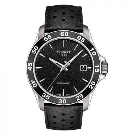 Szwajcarski, sportowy zegarek męski TISSOT V8 SWISSMATIC T106.407.16.051.00 (T1064071605100) na skórzanym pasku