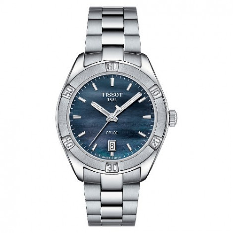 Szwajcarski, elegancki zegarek damski TISSOT PR 100 SPORT CHIC T101.910.11.121.00 (T1019101112100) na bransolecie sportowy