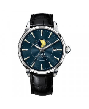 Szwajcarski, klasyczny zegarek męski BALL TRAINMASTER MOON PHASE NM3082D-LLFJ-BE (NM3082DLLFJBE)