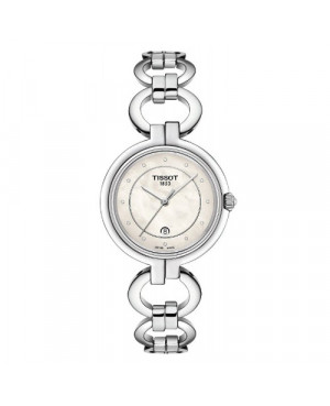 Szwajcarski, elegancki zegarek damski TISSOT FLAMINGO II DIAMONDS T094.210.11.116.00 (T0942101111600) na bransolecie