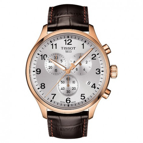 Szwajcarski, elegancki zegarek męski Tissot Chrono XL Classic T116.617.36.037.00 (T1166173603700) na brązowym pasku