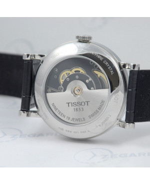 Szwajcarski, klasyczny zegarek męski  TISSOT T109.407.16.031.00 (T1094071603100) mechanizm automatyczny transparentny dekiel