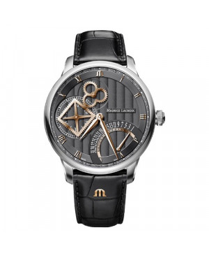 Szwajcarski klasyczny zegarek męski MAURICE LACROIX Masterpiece Square Wheel Retrograde MP6058-SS001-310-1 (MP6058SS0013101)