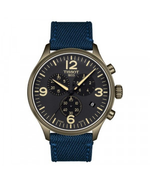 Szwajcarski, sportowy zegarek męski TISSOT CHRONO XL T116.617.37.057.01 (T1166173705701) na niebieskim pasku
