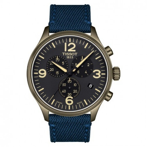 Szwajcarski, sportowy zegarek męski TISSOT CHRONO XL T116.617.37.057.01 (T1166173705701) na niebieskim pasku