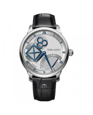 Szwajcarski klasyczny zegarek męski MAURICE LACROIX Masterpiece Square Wheel Retrograde MP6058-SS001-110-1 (MP6058SS0011101)