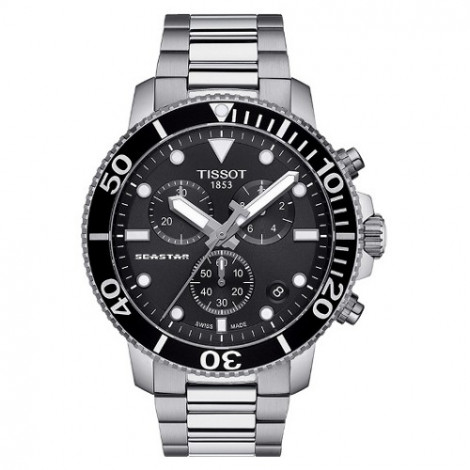 Szwajcarski, sportowy zegarek męski Tissot Seastar 1000 Chronograph T120.417.11.051.00 (T1204171105100) na bransolecie