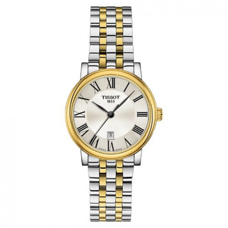 Szwajcarski, elegancki zegarek damski Tissot Carson Premium Lady T122.210.22.033.00 (T1222102203300) na bransolecie