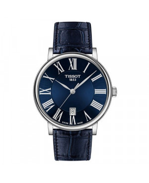 Szwajcarski, elegancki zegarek męski Tissot Carson Premium T122.410.16.043.00 (T1224101604300) na paski z cyframi