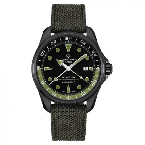 Szwajcarski, sportowy zegarek męski CERTINA DS Action GMT Powermatic 80 C032.429.38.051.00 (C0324293805100)