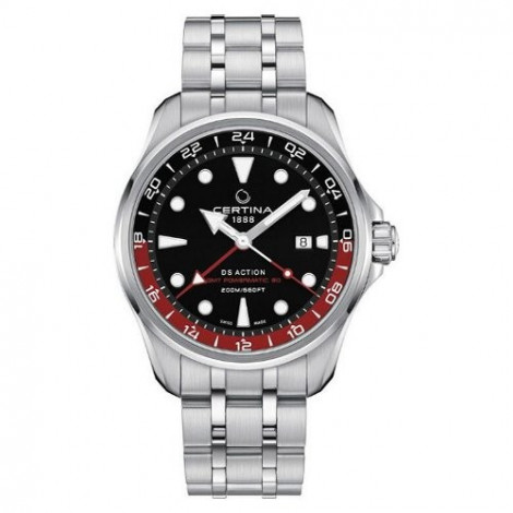 Szwajcarski, sportowy zegarek męski CERTINA DS Action GMT Powermatic 80 C032.429.11.051.00 (C0324291105100)