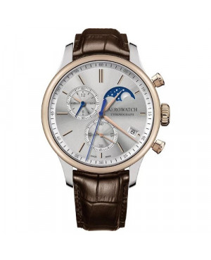 Szwajcarski, klasyczny zegarek męski Aerowatch Les Grandes Classiques Moon Phase 78986 BI03 (78986BI03)