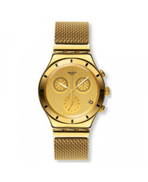 Szwajcarski, modowy zegarek damski SWATCH New Irony Chrono YCG410GA GOLDEN COVER