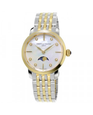 Szwajcarski klasyczny zegarek damski FREDERIQUE CONSTANT Slimline Moonphase FC-206MPWD1S3B (FC206MPWD1S3B)