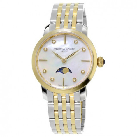 Szwajcarski klasyczny zegarek damski FREDERIQUE CONSTANT Slimline Moonphase FC-206MPWD1S3B (FC206MPWD1S3B)