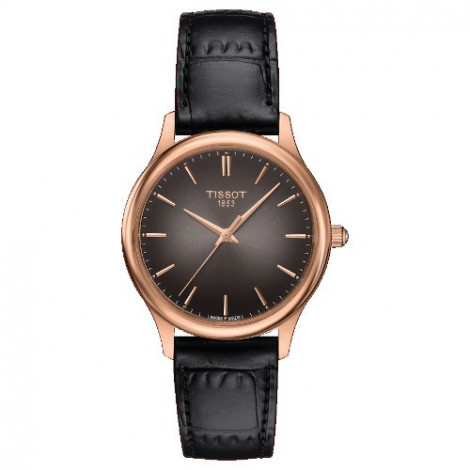 Szwajcarski, elegancki zegarek damski  TISSOT Excellence Lady 18K T926.210.76.061.00 (T9262107606100) złoty płaski