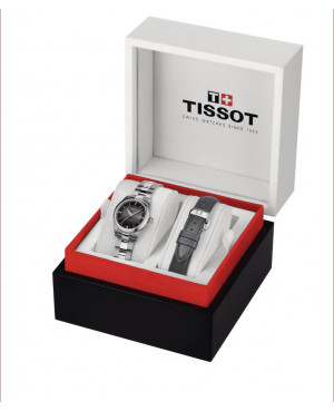 TISSOT T132.007.11.066.01 zegarek na bransolecie z dodatkowym skórzanym paskiem