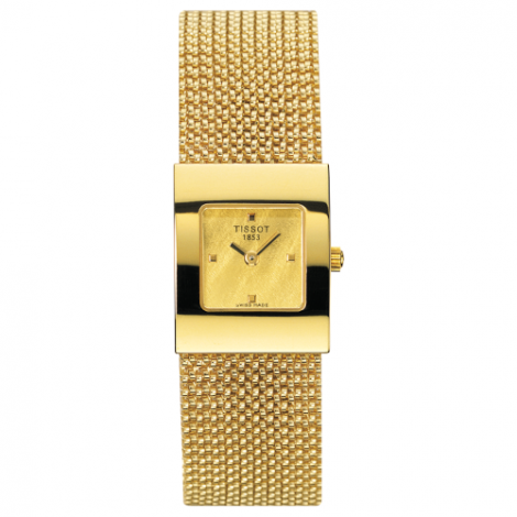 Szwajcarski, elegancki zegarek damski  TISSOT Bellflower Lady 18K T73.3.321.21 (T73332121) złoty na bransolecie biżuteryjny