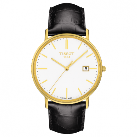Elegancki zegarek męski TISSOT Goldrun T922.410.16.011.00 (T9224101601100) zegarek szwajcarski złoty z 18 karatowego złota