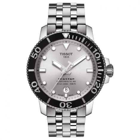 Sportowy zegarek męski TISSOT Seastar 1000 Powermatic 80 T120.407.11.031.00 (T1204071103100) zegarek szwajcarski szkło szafirowe