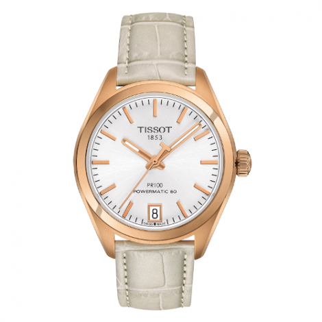 Szwajcarski, klasyczny zegarek damski TISSOT PR 10 AUTO CLASSIC T101.207.36.031.00 (T1012073603100) na pasku szkło szafirowe
