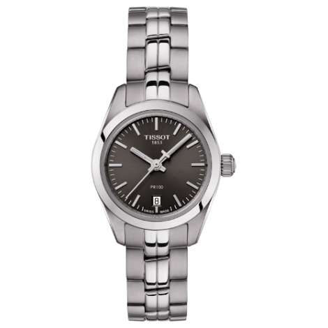 Szwajcarski, klasyczny zegarek damski TISSOT PR 100 Lady Small T101.010.11.061.00 (T1010101106100) elegancki na bransolecie