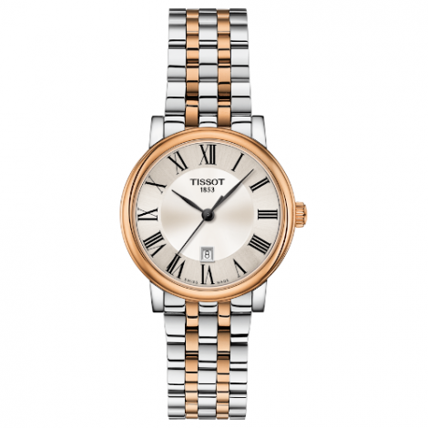 Szwajcarski, klasyczny zegarek damski TISSOT Carson Premium Lady T122.210.22.033.01 (T1222102203301) na bransolecie z cyframi