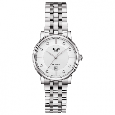 Szwajcarski, klasyczny zegarek damski TISSOT Carson Premium Automatic Lady T122.207.11.036.00 (T1222071103600) na bransolecie