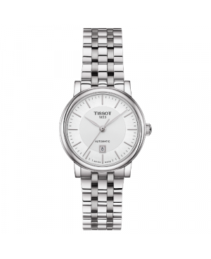 Szwajcarski, klasyczny zegarek damski TISSOT Carson Premium Automatic Lady T122.207.11.031.00 (T1222071103100) na bransolecie