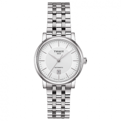 Szwajcarski, klasyczny zegarek damski TISSOT Carson Premium Automatic Lady T122.207.11.031.00 (T1222071103100) na bransolecie