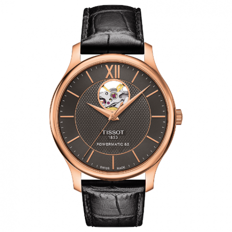 Elegancki zegarek męski TISSOT Tradition Powermatic 80 Open Heart T063.907.36.068.00 (T0639073606800)