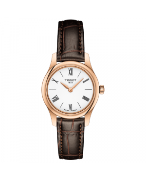 Szwajcarski, klasyczny zegarek damski TISSOT Tradition 5.5 Lady T063.009.36.018.00 (T0630093601800) zegarek na pasku płaski