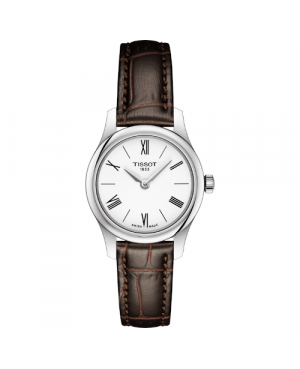 Szwajcarski, klasyczny zegarek damski TISSOT Tradition 5.5 Lady T063.009.16.018.00 (T0630091601800) zegarek na pasku płaski