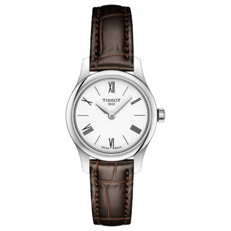 Szwajcarski, klasyczny zegarek damski TISSOT Tradition 5.5 Lady T063.009.16.018.00 (T0630091601800) zegarek na pasku płaski