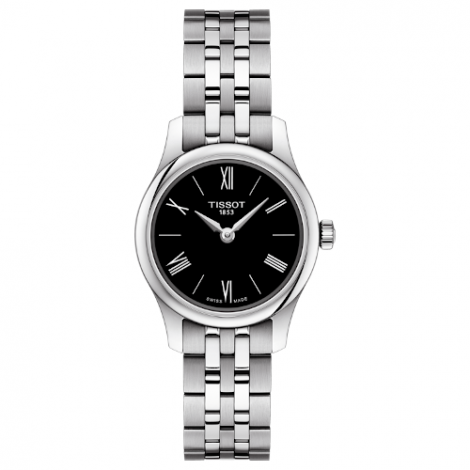 Szwajcarski, klasyczny zegarek damski TISSOT Tradition 5.5 Lady T063.009.11.058.00 (T0630091105800) na bransolecie płaski