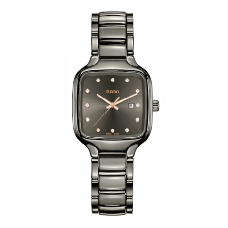 Szwajcarski elegancki zegarek damski RADO True Square Diamonds R27079702 Odporne na zarysowania szkło szafirowe