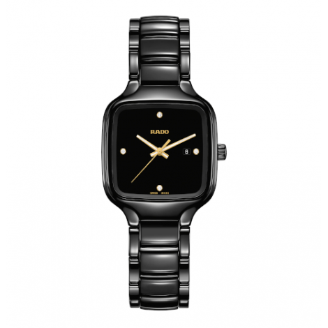 Szwajcarski elegancki zegarek damski RADO True Square Diamonds R27080722 Odporne na zarysowania szkło szafirowe