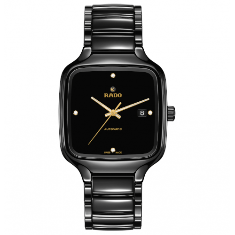 Szwajcarski elegancki zegarek męski RADO True Square Automatic Diamonds R27078722 Odporne na zarysowania szkło szafirowe