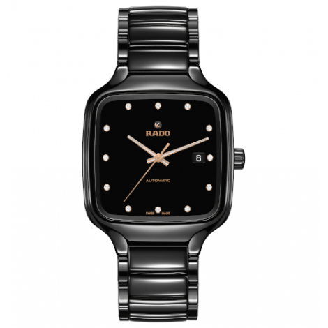 Szwajcarski elegancki zegarek męski RADO True Square Automatic Diamonds R27078702 Odporne na zarysowania szkło szafirowe