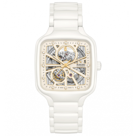 Szwajcarski elegancki zegarek męski RADO True Square Automatic Open Heart R27073702 Odporne na zarysowania szkło szafirowe