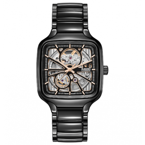 Szwajcarski elegancki zegarek męski RADO True Square Automatic Open Heart R27086162 Odporne na zarysowania szkło szafirowe