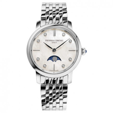 Szwajcarski biżuteryjny zegarek damski FREDERIQUE CONSTANT SLIMLINE MOONPHASE FC-206MPWD1S6B
