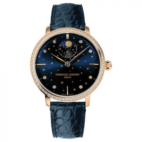 Szwajcarski biżuteryjny zegarek damski FREDERIQUE CONSTANT Slimline Moonphase Stars ManufactureFC-701NSD3SD4 (FC701NSD3SD4)