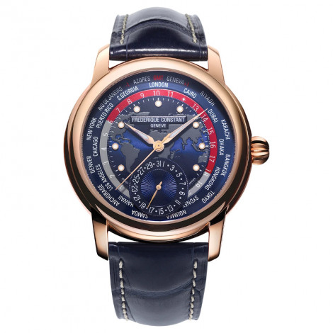 Szwajcarski elegancki zegarek męski FREDERIQUE CONSTANT MANUFACTURE WORLDTIMER FC-718NRWM4H9 (FC718NRWM4H9)