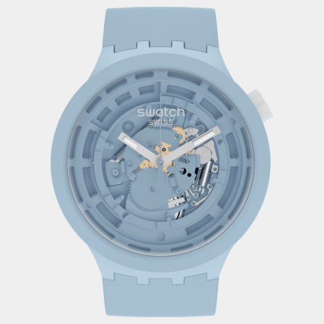 Szwajcarski sportowy zegarek męski SWATCH C-Blue Bioceramic SB03N100