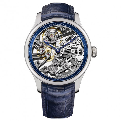 Szwajcarski klasyczny zegarek męski AEROWATCH Renaissance Skeleton Classic 50981 AA11