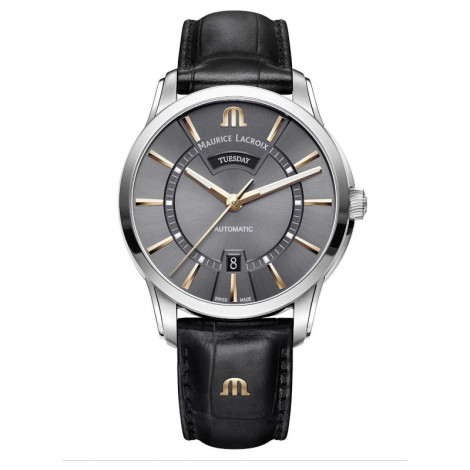 Szwajcarski klasyczny zegarek męski MAURICE LACROIX PONTOS Day Date PT6358-SS001-331-1 (PT6358SS0013311)