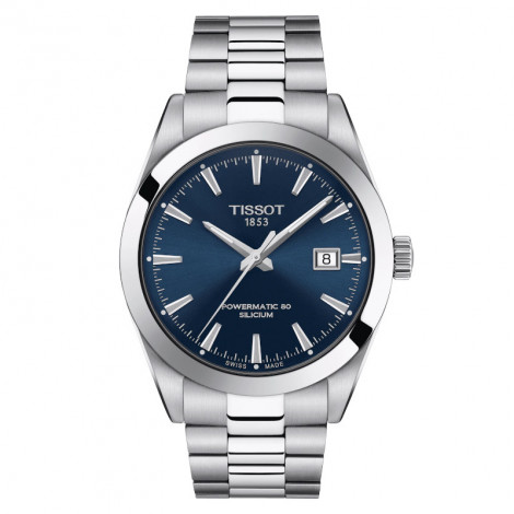 Szwajcarski klasyczny zegarek męski TISSOT Gentleman Powermatic 80 Silicium T127.407.11.041.00 (T1274071104100)