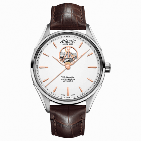 Szwajcarski klasyczny zegarek męski ATLANTIC Worldmaster Open Heart Limited Edition 52780.41.21R (527804121R)